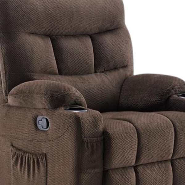 HomeRoots 38" Gray Faux Leather Manual Recliner - Stylish Comfort with 3-Position Recline & Pocket Storage 718731