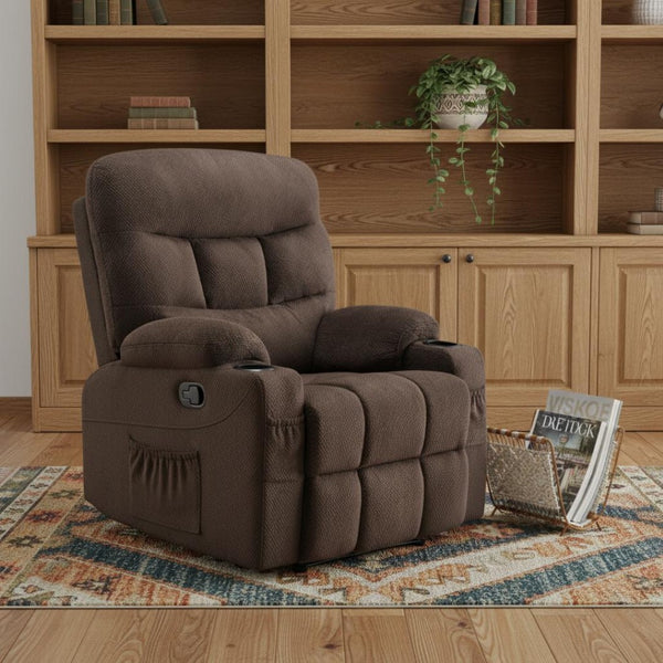 HomeRoots 38" Gray Faux Leather Manual Recliner - Stylish Comfort with 3-Position Recline & Pocket Storage 718731