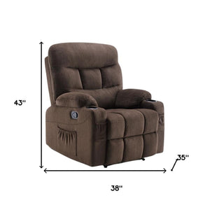 HomeRoots 38" Gray Faux Leather Manual Recliner - Stylish Comfort with 3-Position Recline & Pocket Storage 718731