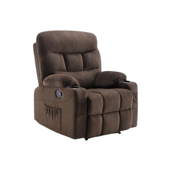 HomeRoots 38" Gray Faux Leather Manual Recliner - Stylish Comfort with 3-Position Recline & Pocket Storage 718731