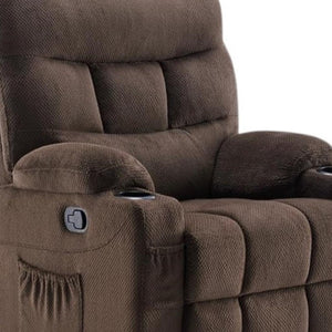 HomeRoots 38" Gray Faux Leather Manual Recliner - Stylish Comfort with 3-Position Recline & Pocket Storage 718731