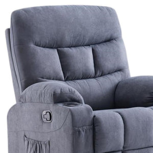 HomeRoots 38" Gray Faux Leather Manual Recliner - Stylish Comfort with 3-Position Recline & Pocket Storage! 718732