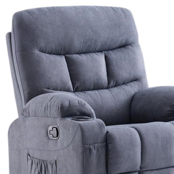 HomeRoots 38" Gray Faux Leather Manual Recliner - Stylish Comfort with 3-Position Recline & Pocket Storage! 718732