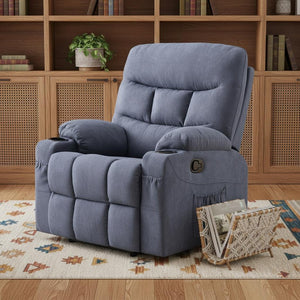 HomeRoots 38" Gray Faux Leather Manual Recliner - Stylish Comfort with 3-Position Recline & Pocket Storage! 718732