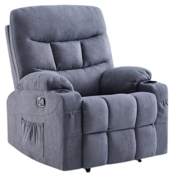 HomeRoots 38" Gray Faux Leather Manual Recliner - Stylish Comfort with 3-Position Recline & Pocket Storage! 718732