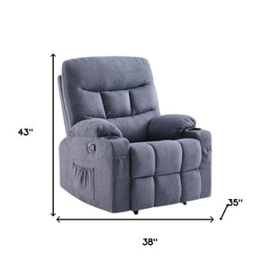 HomeRoots 38" Gray Faux Leather Manual Recliner - Stylish Comfort with 3-Position Recline & Pocket Storage! 718732