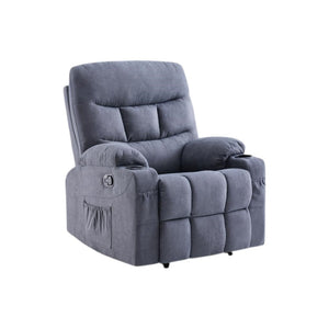 HomeRoots 38" Gray Faux Leather Manual Recliner - Stylish Comfort with 3-Position Recline & Pocket Storage! 718732