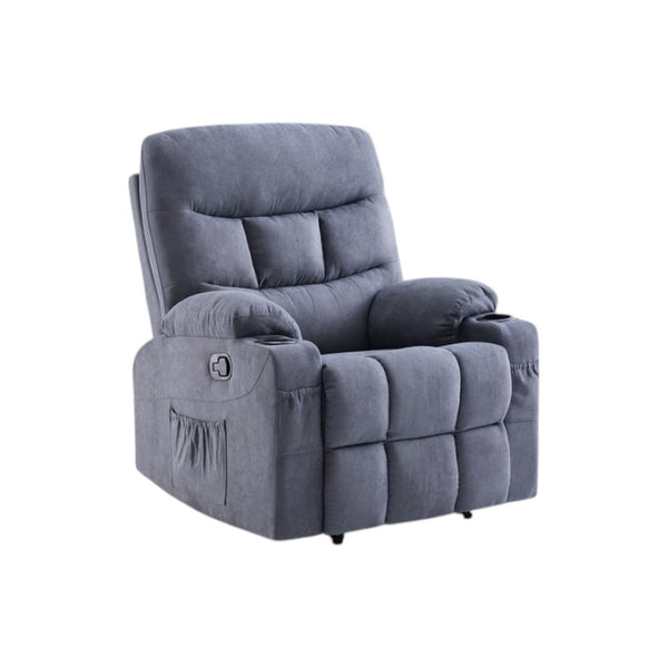 HomeRoots 38" Gray Faux Leather Manual Recliner - Stylish Comfort with 3-Position Recline & Pocket Storage! 718732