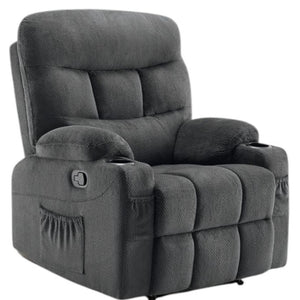 HomeRoots 38" Gray Faux Leather Manual Recliner – Cozy Seating with Storage for Living Room, Office & Relaxation 718733