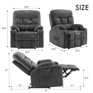 HomeRoots 38" Gray Faux Leather Manual Recliner – Cozy Seating with Storage for Living Room, Office & Relaxation 718733
