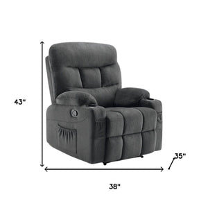 HomeRoots 38" Gray Faux Leather Manual Recliner – Cozy Seating with Storage for Living Room, Office & Relaxation 718733