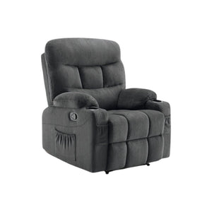 HomeRoots 38" Gray Faux Leather Manual Recliner – Cozy Seating with Storage for Living Room, Office & Relaxation 718733