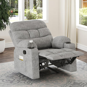 HomeRoots 40" Beige Faux Leather Power Recliner with Heated Massage, Lift Assist, USB, and Zero Gravity Comfort 718734