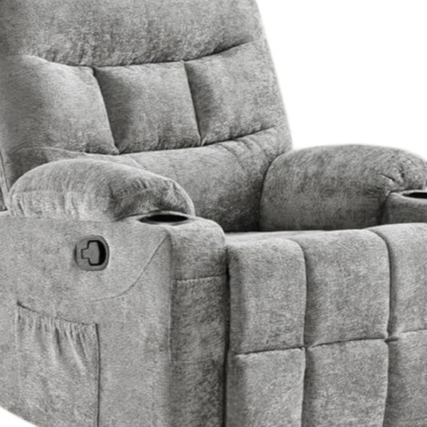 HomeRoots 40" Beige Faux Leather Power Recliner with Heated Massage, Lift Assist, USB, and Zero Gravity Comfort 718734