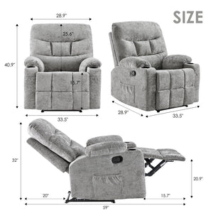 HomeRoots 40" Beige Faux Leather Power Recliner with Heated Massage, Lift Assist, USB, and Zero Gravity Comfort 718734