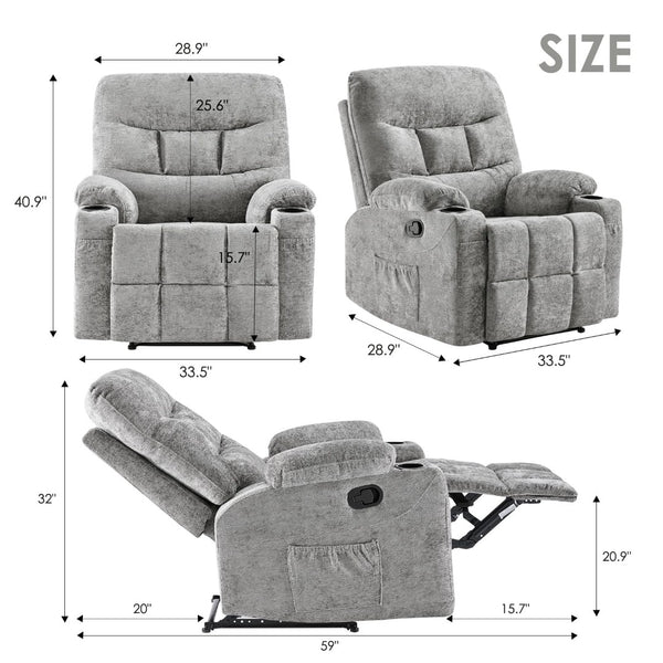 HomeRoots 40" Beige Faux Leather Power Recliner with Heated Massage, Lift Assist, USB, and Zero Gravity Comfort 718734
