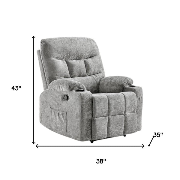 HomeRoots 40" Beige Faux Leather Power Recliner with Heated Massage, Lift Assist, USB, and Zero Gravity Comfort 718734