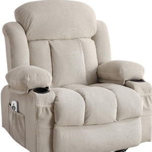 HomeRoots 40" Gray Faux Leather Power Lift Recliner with Heated Massage, USB Charging & Zero Gravity Comfort 718735