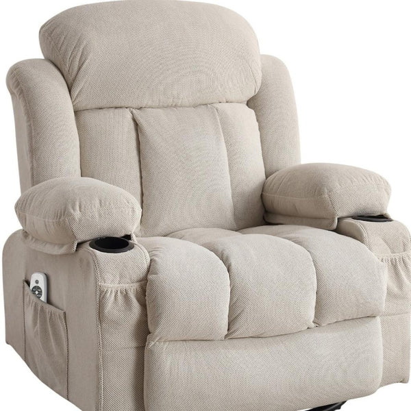 HomeRoots 40" Gray Faux Leather Power Lift Recliner with Heated Massage, USB Charging & Zero Gravity Comfort 718735