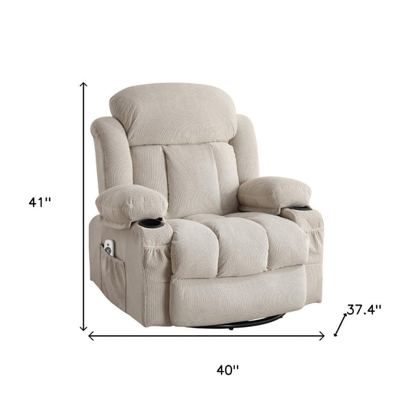 HomeRoots 40" Gray Faux Leather Power Lift Recliner with Heated Massage, USB Charging & Zero Gravity Comfort 718735