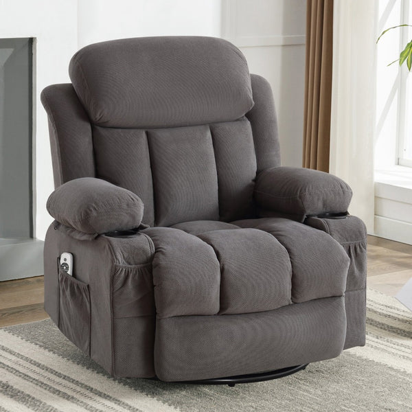 HomeRoots 40" Brown Faux Leather Power Lift Recliner with Heated Massage & USB – Zero Gravity Comfort Chair 718736