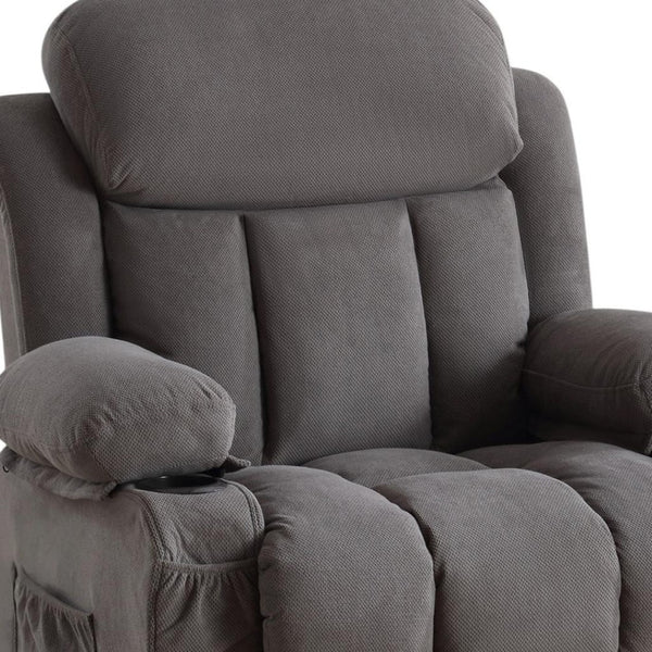 HomeRoots 40" Brown Faux Leather Power Lift Recliner with Heated Massage & USB – Zero Gravity Comfort Chair 718736