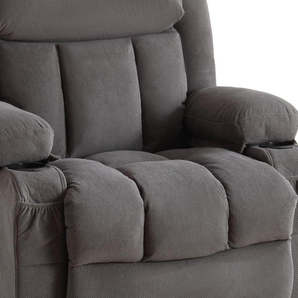 HomeRoots 40" Brown Faux Leather Power Lift Recliner with Heated Massage & USB – Zero Gravity Comfort Chair 718736