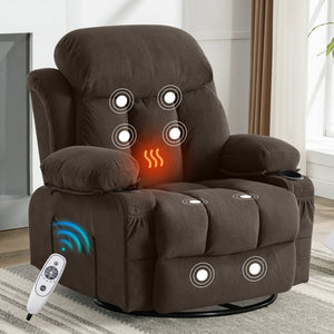HomeRoots 39" Beige Faux Leather Power Lift Recliner with Massage, Heat & USB - Zero Gravity Comfort Chair 718737