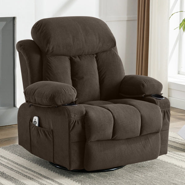 HomeRoots 39" Beige Faux Leather Power Lift Recliner with Massage, Heat & USB - Zero Gravity Comfort Chair 718737