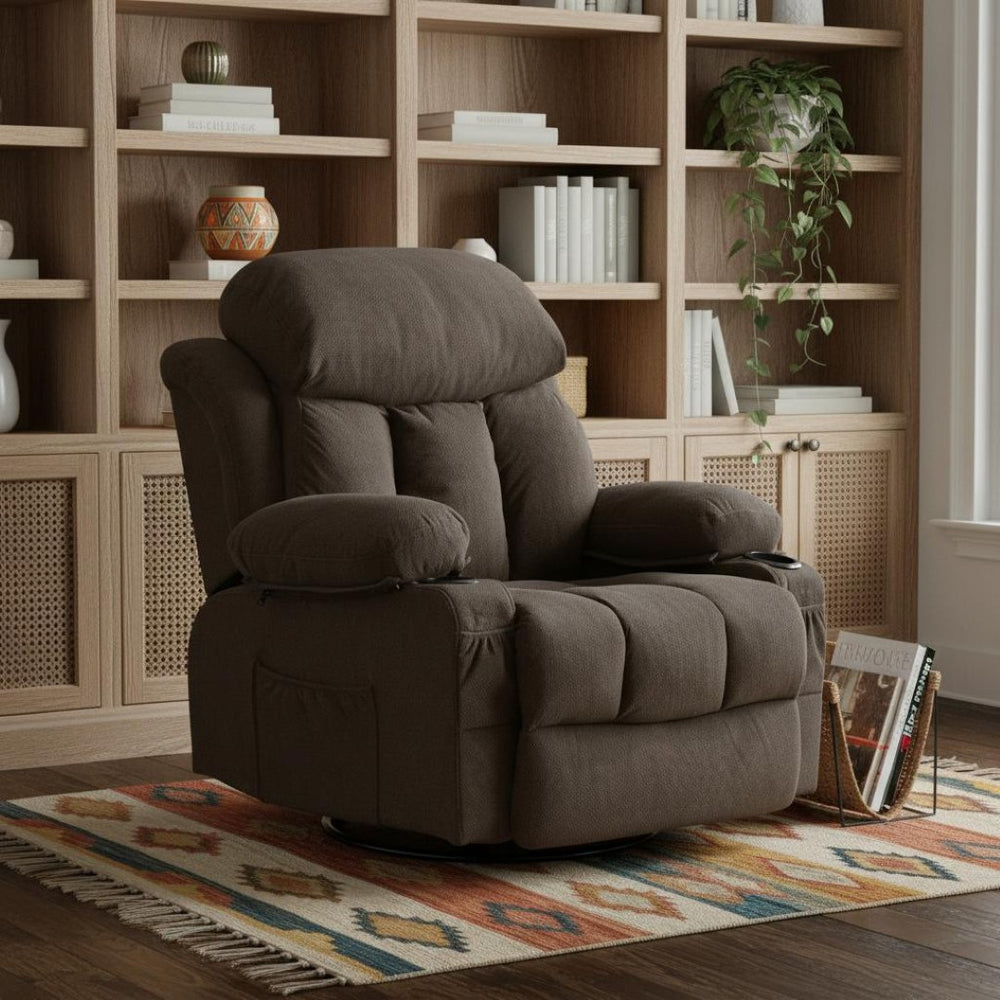 HomeRoots 39" Beige Faux Leather Power Lift Recliner with Massage, Heat & USB - Zero Gravity Comfort Chair 718737
