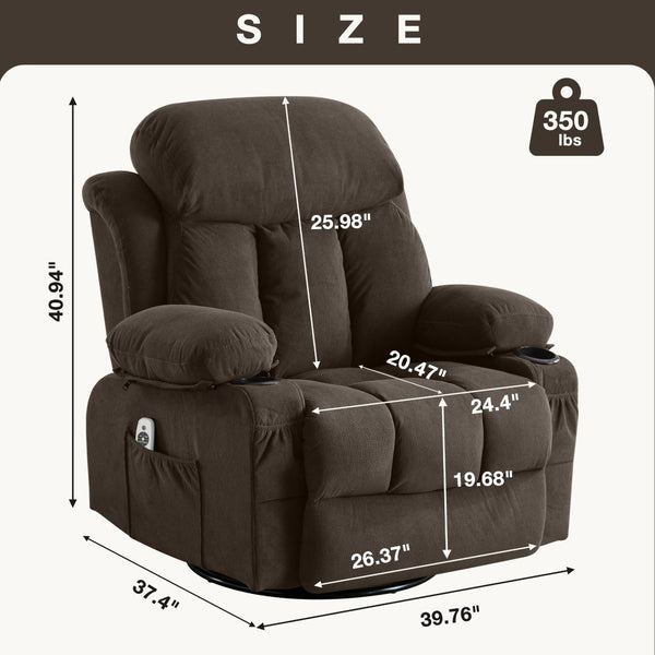 HomeRoots 39" Beige Faux Leather Power Lift Recliner with Massage, Heat & USB - Zero Gravity Comfort Chair 718737