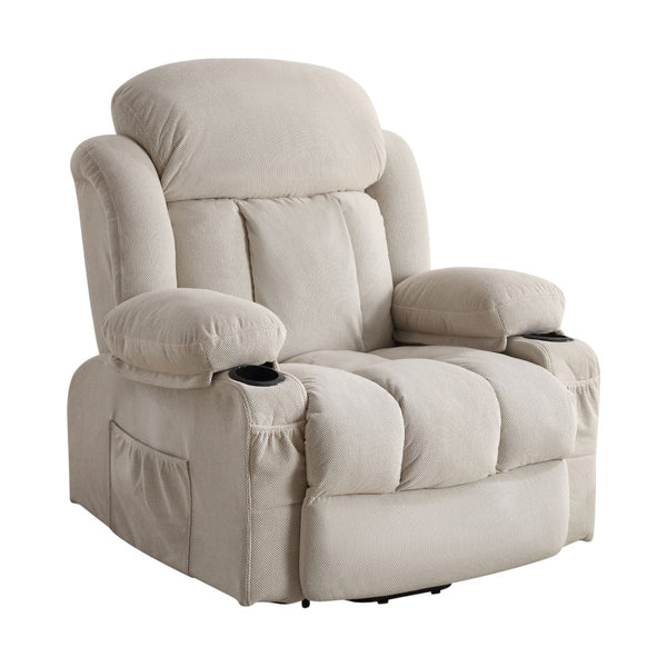 HomeRoots 39" Gray Faux Leather Heated Massage Lift Recliner - Zero Gravity Comfort with USB Charging Port 718738