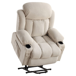 HomeRoots 39" Gray Faux Leather Heated Massage Lift Recliner - Zero Gravity Comfort with USB Charging Port 718738