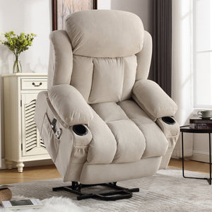 HomeRoots 39" Gray Faux Leather Heated Massage Lift Recliner - Zero Gravity Comfort with USB Charging Port 718738