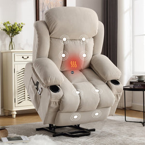 HomeRoots 39" Gray Faux Leather Heated Massage Lift Recliner - Zero Gravity Comfort with USB Charging Port 718738