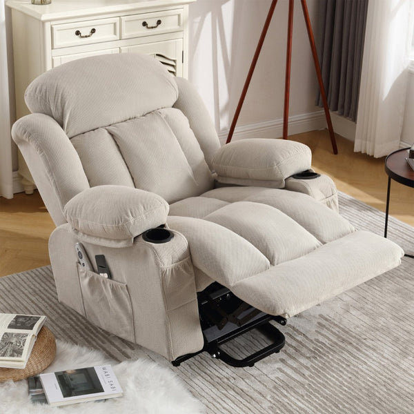 HomeRoots 39" Gray Faux Leather Heated Massage Lift Recliner - Zero Gravity Comfort with USB Charging Port 718738