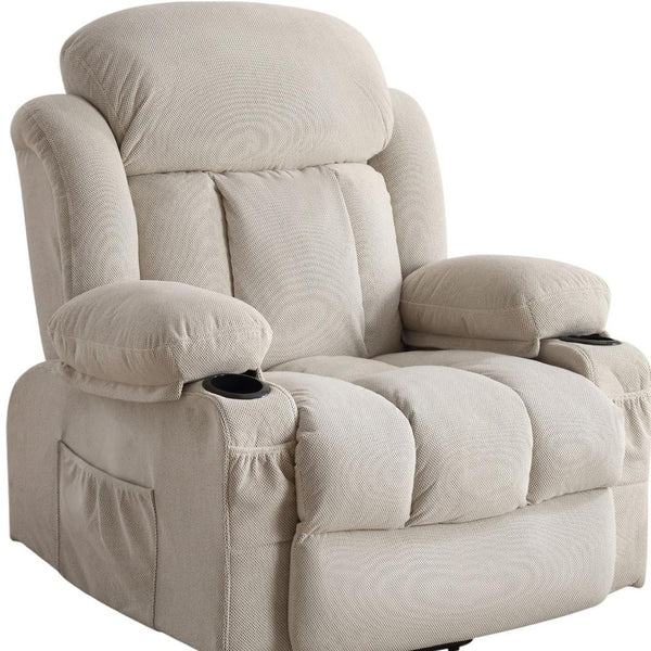 HomeRoots 39" Gray Faux Leather Heated Massage Lift Recliner - Zero Gravity Comfort with USB Charging Port 718738