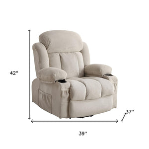 HomeRoots 39" Gray Faux Leather Heated Massage Lift Recliner - Zero Gravity Comfort with USB Charging Port 718738