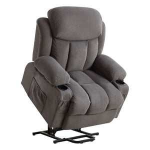 HomeRoots 39" Brown Faux Leather Heated Massage Lift Assist Recliner with USB, Zero Gravity Comfort & Convenience 718739