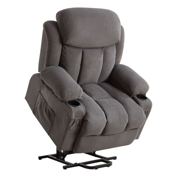 HomeRoots 39" Brown Faux Leather Heated Massage Lift Assist Recliner with USB, Zero Gravity Comfort & Convenience 718739