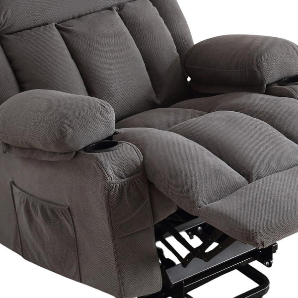HomeRoots 39" Brown Faux Leather Heated Massage Lift Assist Recliner with USB, Zero Gravity Comfort & Convenience 718739