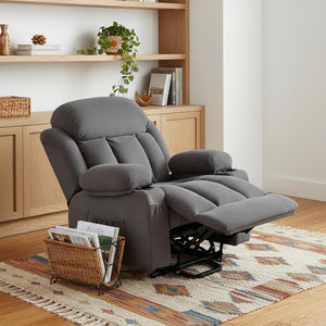 HomeRoots 39" Brown Faux Leather Heated Massage Lift Assist Recliner with USB, Zero Gravity Comfort & Convenience 718739