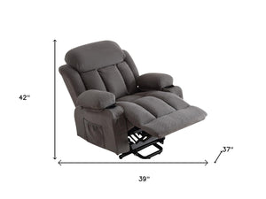 HomeRoots 39" Brown Faux Leather Heated Massage Lift Assist Recliner with USB, Zero Gravity Comfort & Convenience 718739