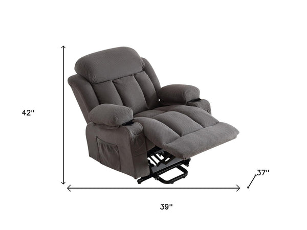 HomeRoots 39" Brown Faux Leather Heated Massage Lift Assist Recliner with USB, Zero Gravity Comfort & Convenience 718739
