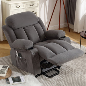 HomeRoots 39" Brown Faux Leather Heated Massage Lift Assist Recliner with USB, Zero Gravity Comfort & Convenience 718739