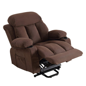 HomeRoots 39" Brown Faux Leather Heated Massage Lift Assist Recliner with USB & Remote for Ultimate Comfort 718740