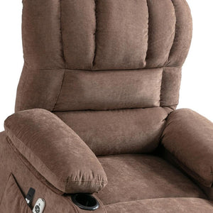 HomeRoots 39" Blue Faux Leather Power Recliner with Lift Assist, Heat, Massage & USB for Ultimate Comfort 718741