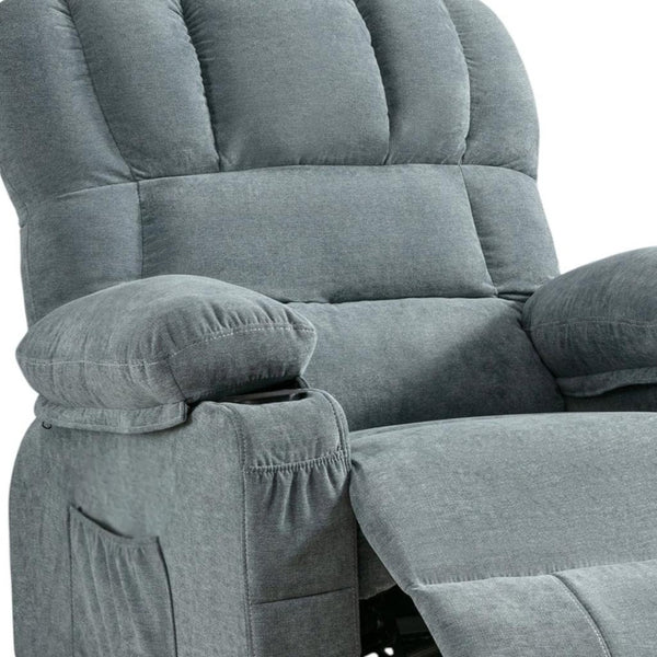 HomeRoots 39" Black Faux Leather Heated Massage Lift Recliner - Zero Gravity Comfort with USB and Storage Options 718742