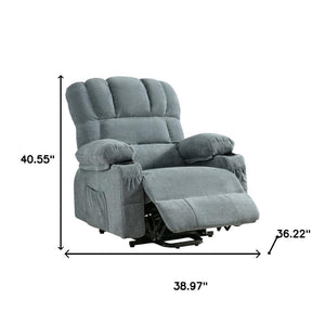 HomeRoots 39" Black Faux Leather Heated Massage Lift Recliner - Zero Gravity Comfort with USB and Storage Options 718742
