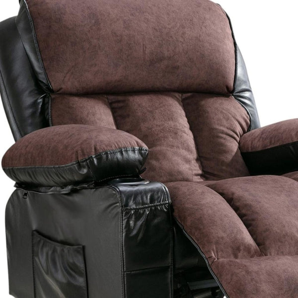 HomeRoots 39" Brown Faux Leather Heated Massage Lift Recliner with USB, Zero Gravity Comfort & Support 718743